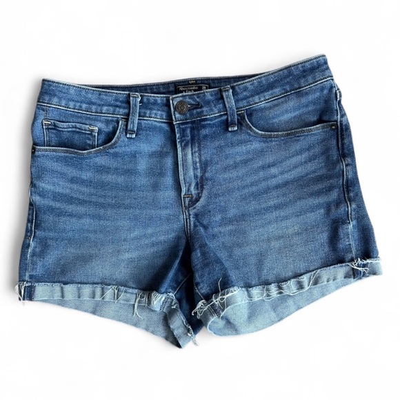 Abercrombie & Fitch Harper Low Rise Midi Short | Medium Wash Denim | Size 29/8 - Picture 1 of 11